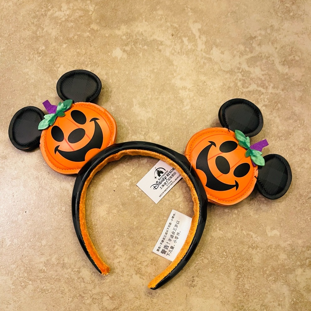 New Disney Mickey Mouse Halloween Jack-o'-Lantern Pumpkin Ear Headband